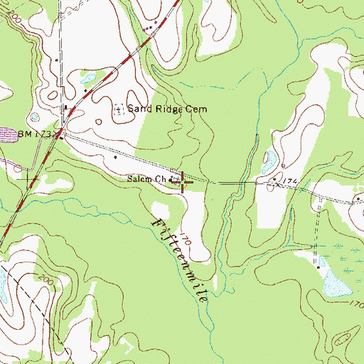 Topographic Map of Salem Church, GA