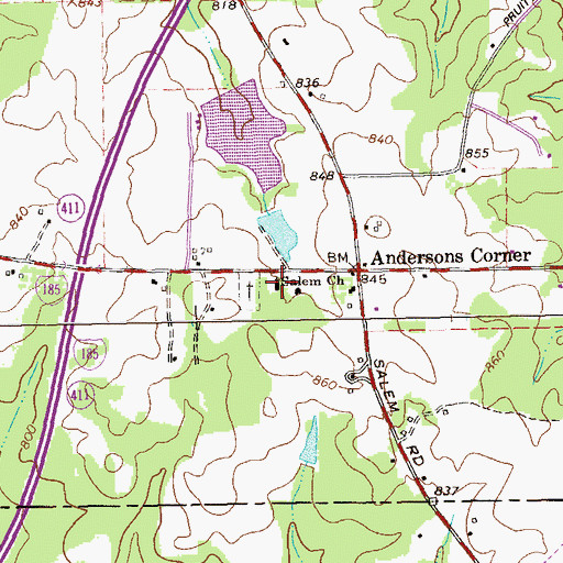 Topographic Map of Salem Church, GA