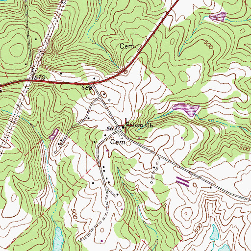 Topographic Map of Salem Church, GA