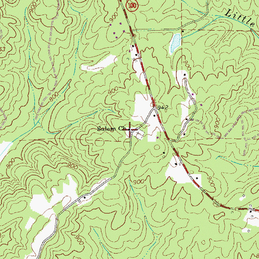 Topographic Map of Salem United Methodist Church, GA