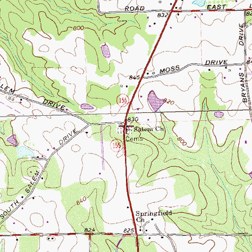 Topographic Map of Salem Baptist Church, GA