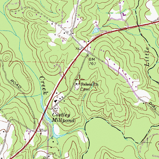 Topographic Map of Salem Baptist Church, GA