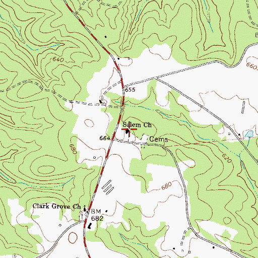 Topographic Map of Salem Baptist Church, GA