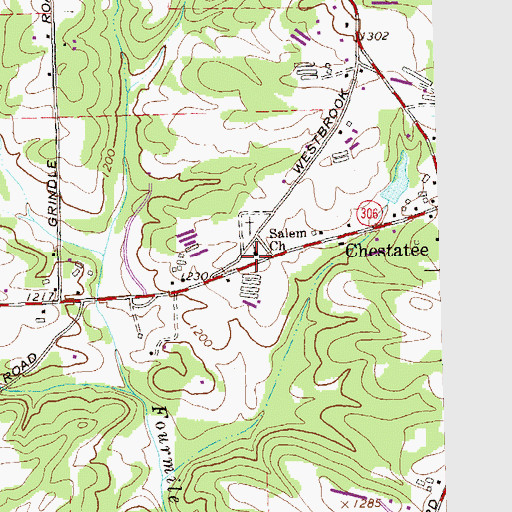 Topographic Map of Salem Baptist Church, GA