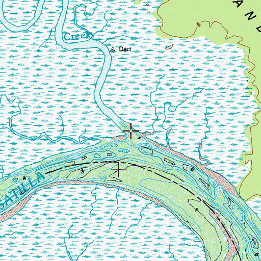 Topographic Map of Sam Creek, GA