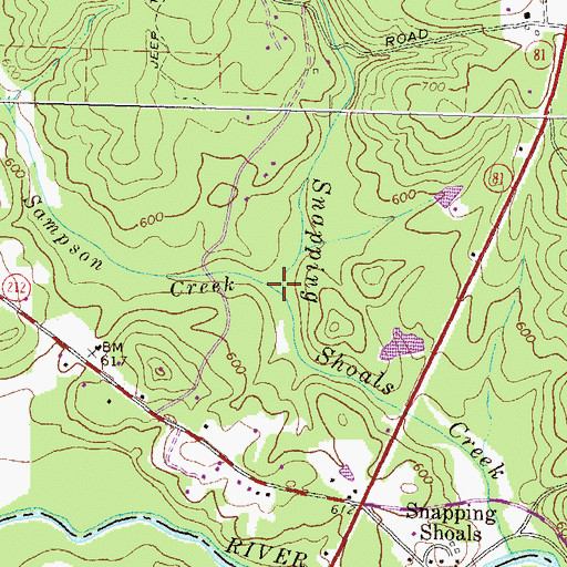 Topographic Map of Sampson Creek, GA