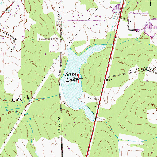 Topographic Map of Sams Lake, GA