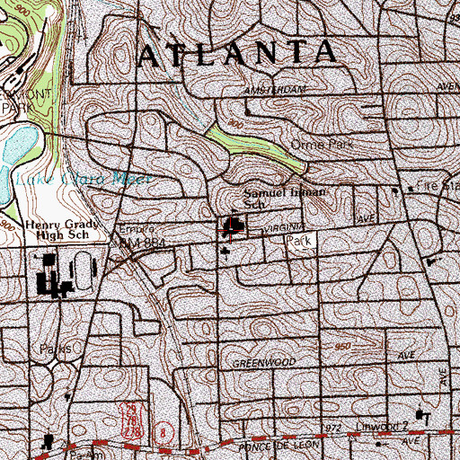 Topographic Map of Inman Middle School, GA