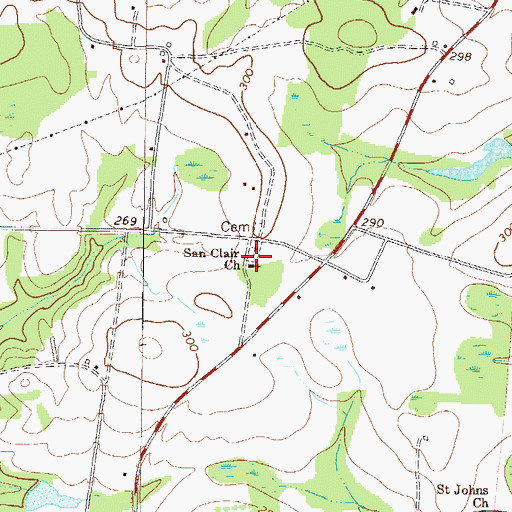 Topographic Map of San Clair Church, GA