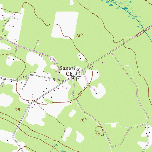 Topographic Map of Sancity Church, GA