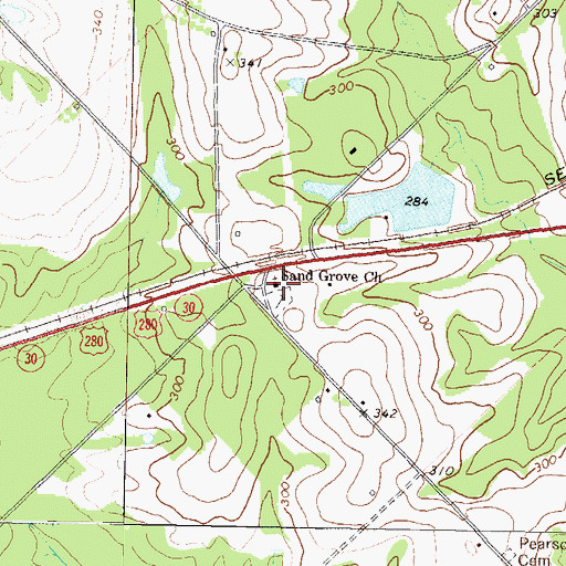 Topographic Map of Sand Grove Church, GA