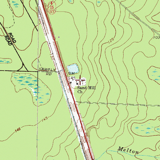 Topographic Map of Sand Hill Church, GA