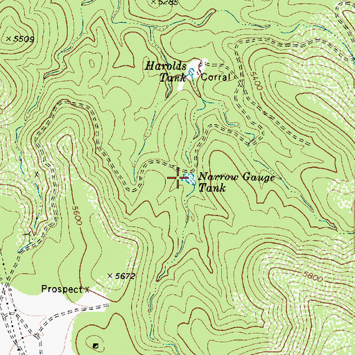 Topographic Map of Narrow Gauge Tank, AZ