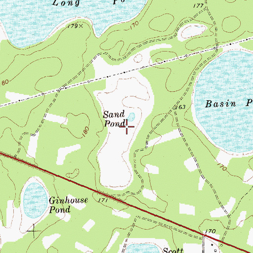 Topographic Map of Sand Pond, GA