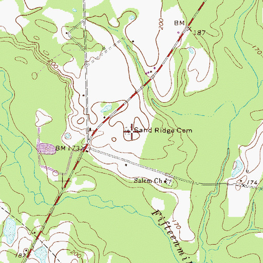 Topographic Map of Sand Ridge Cemetery, GA
