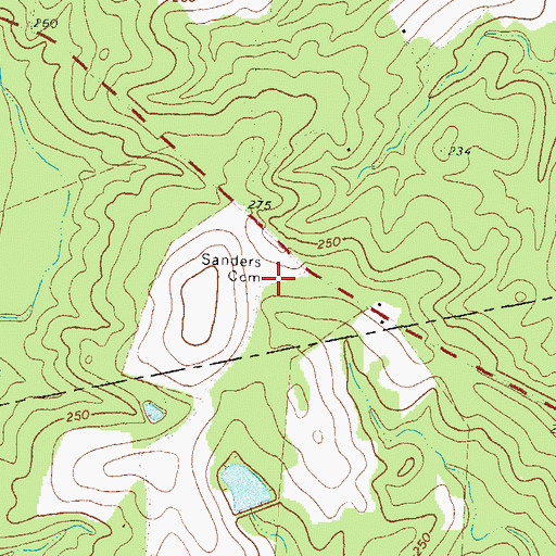 Topographic Map of Sanders Cemetery, GA