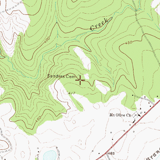 Topographic Map of Sanders Cemetery, GA