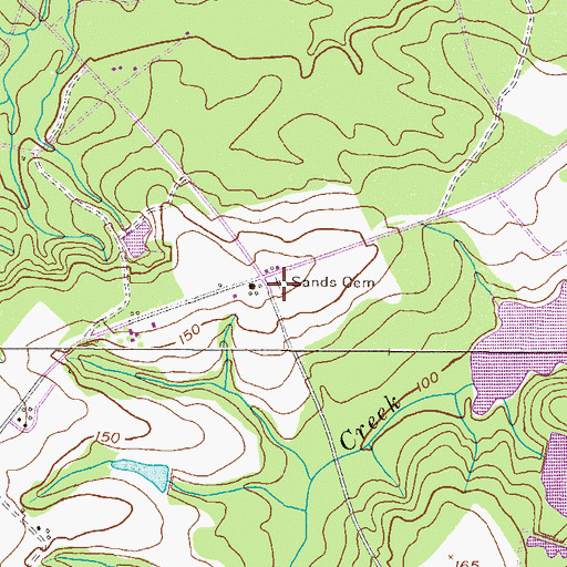 Topographic Map of Sands Cemetery, GA