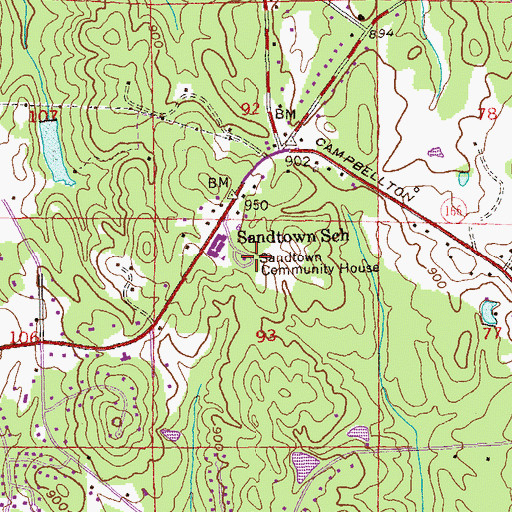 Topographic Map of Sandtown Community House, GA