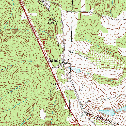 Topographic Map of Sandy, GA