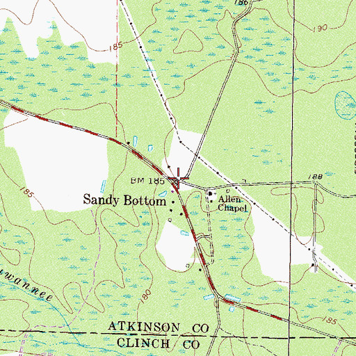 Topographic Map of Sandy Bottom, GA