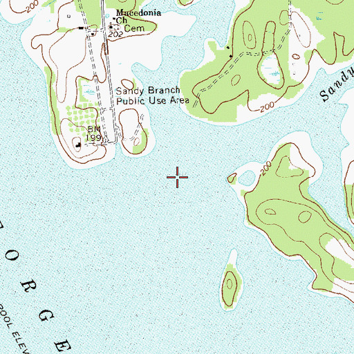 Topographic Map of Sandy Branch, GA