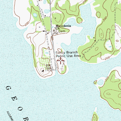 Topographic Map of Sandy Branch Public Use Area, GA