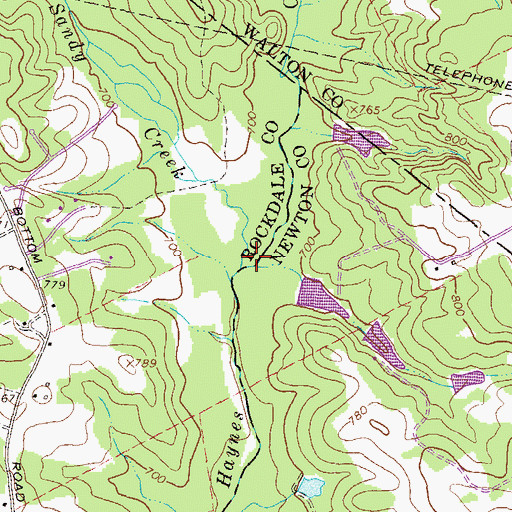 Topographic Map of Sandy Creek, GA