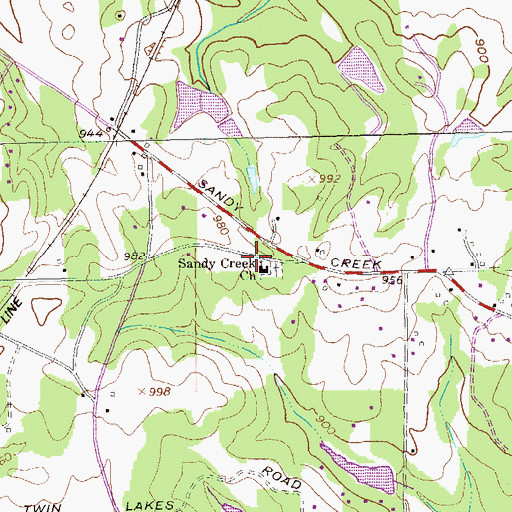 Topographic Map of Sandy Creek Church, GA