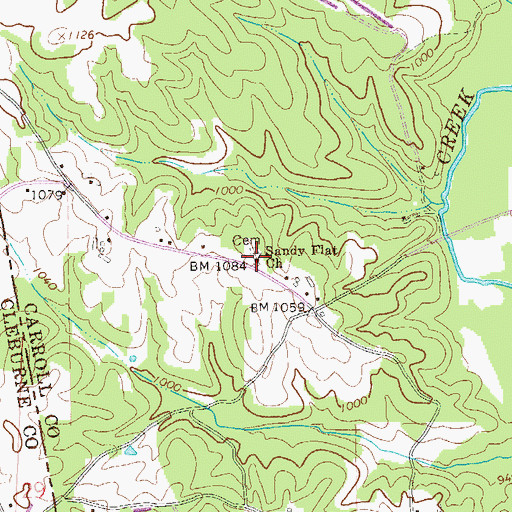 Topographic Map of Sandy Flat Church, GA
