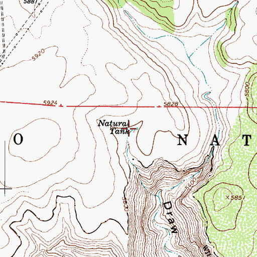 Topographic Map of Natural Tank, AZ