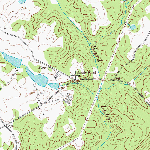 Topographic Map of Sandy Ford Church, GA