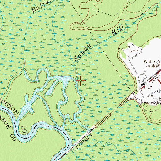 Topographic Map of Sandy Hill Creek, GA