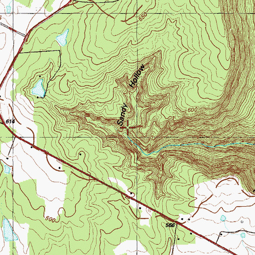 Topographic Map of Sandy Hollow, GA