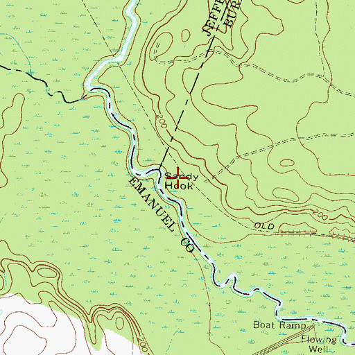 Topographic Map of Sandy Hook, GA