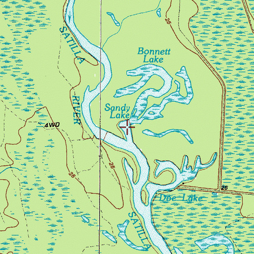 Topographic Map of Sandy Lake, GA