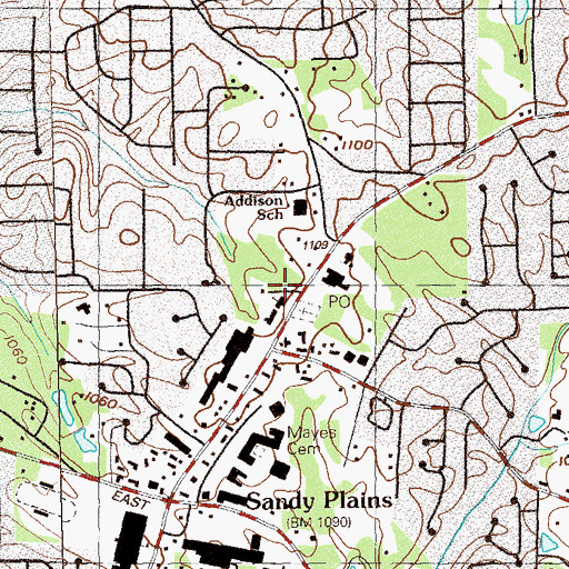Topographic Map of Sandy Plains Baptist Church, GA