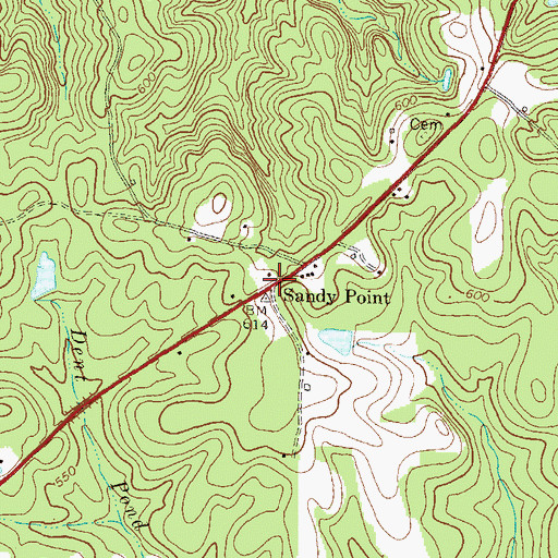 Topographic Map of Sandy Point, GA