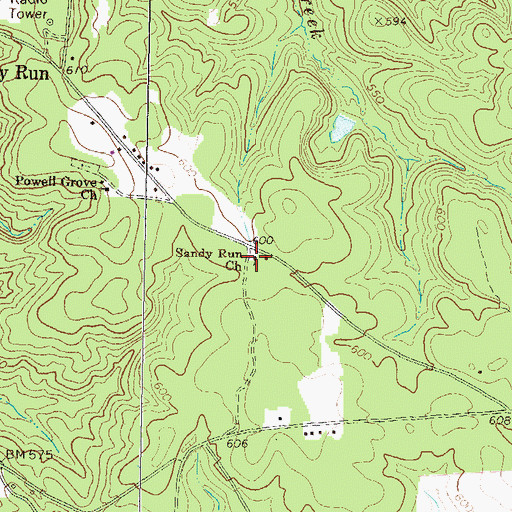 Topographic Map of Sandy Run Church, GA