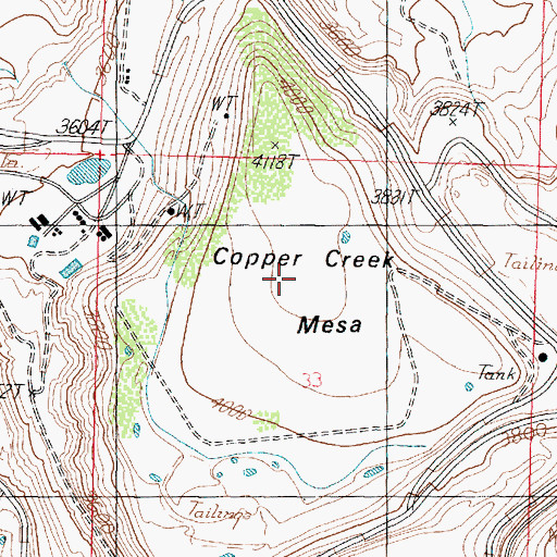 Topographic Map of Copper Creek Mesa, AZ