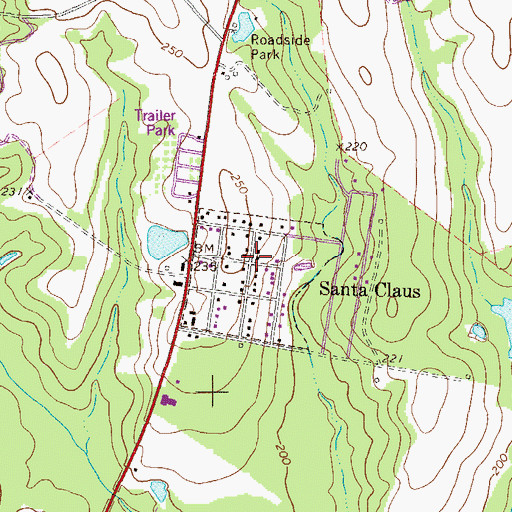 Topographic Map of Santa Claus, GA