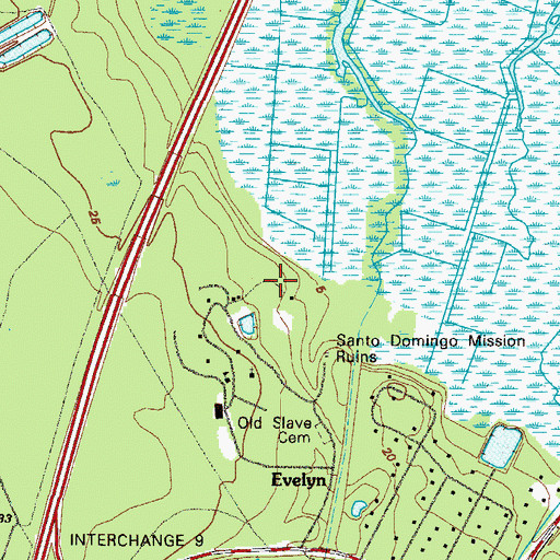 Topographic Map of Santo Domingo Mission Ruins, GA