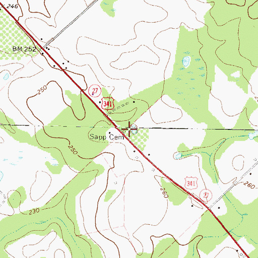 Topographic Map of Sapp Cemetery, GA