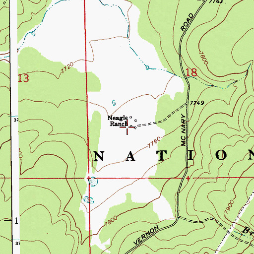 Topographic Map of Naegle Ranch, AZ