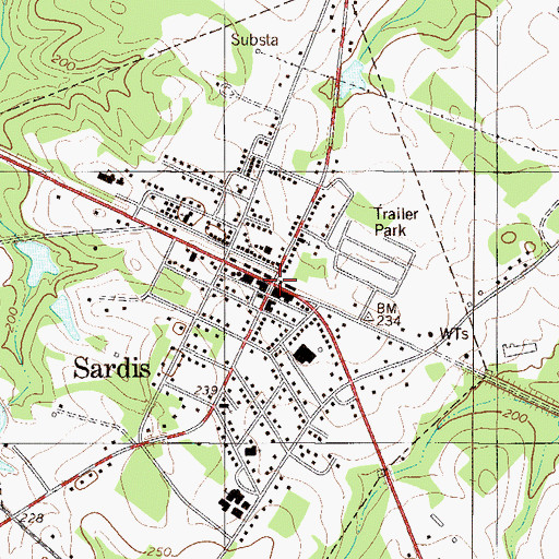 Topographic Map of Sardis, GA