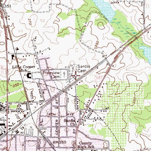 Topographic Map of Sardis Cemetery, GA