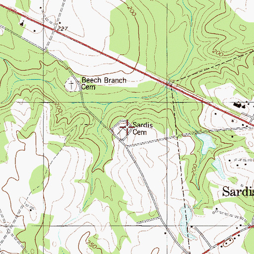 Topographic Map of Sardis Cemetery, GA