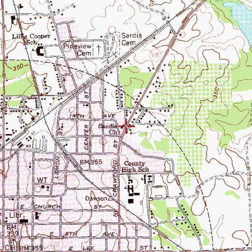 Topographic Map of Sardis Church, GA