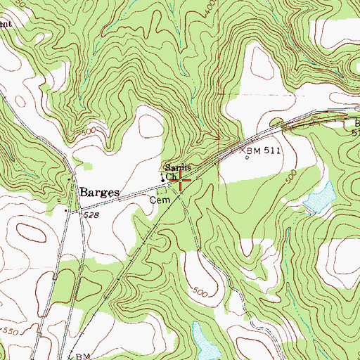 Topographic Map of Sardis Church, GA