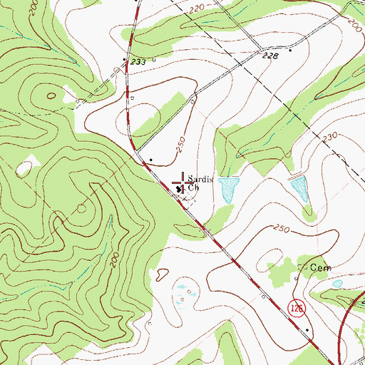 Topographic Map of Sardis Church, GA